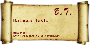 Balassa Tekla névjegykártya